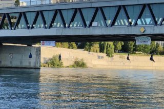Une dizaine d'activistes ont mené leur action depuis le Pont des Trois Roses dans le but de perturber le transport de carburant sur le Rhin.